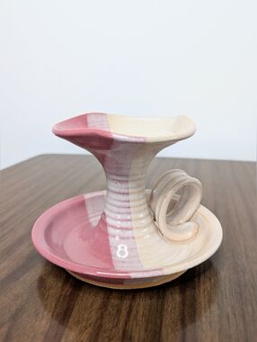 Pink & Cream Ombre Handmade Studio Pottery Ceramic Chamber Candle Holder